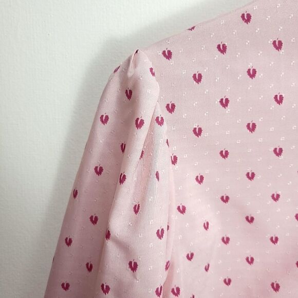Vintage Koret USA Pink Frilly Ditsy Leaves Blouse - Picture 8 of 16